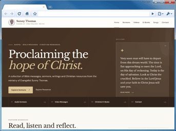 Sunny Thomas website design by Sansnet